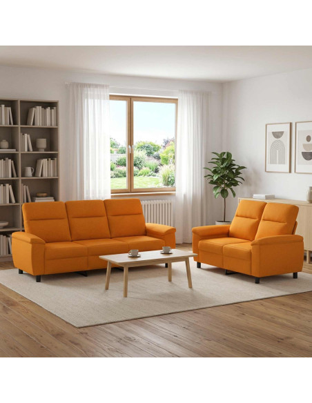 Set di divani 2 pcs Giallo Scuro Tessuto