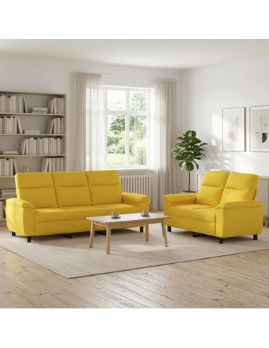 Set di divani 2 pcs Giallo Chiaro Tessuto