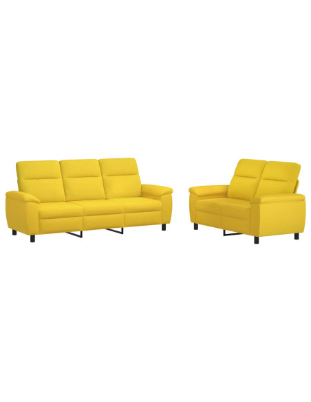 Set di divani 2 pcs Giallo Chiaro Tessuto