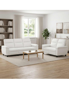 Set di divani 2 pcs Bianco Tessuto