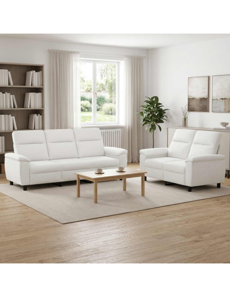 Set di divani 2 pcs Bianco Tessuto