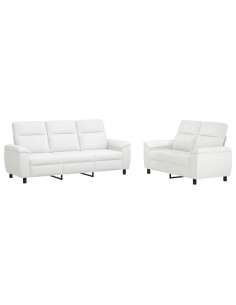 Set di divani 2 pcs Bianco Tessuto 2