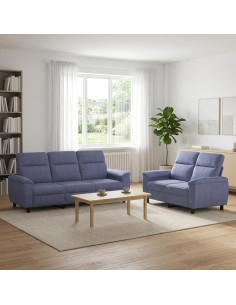 Set di divani 2 pcs Blu jeans Tessuto