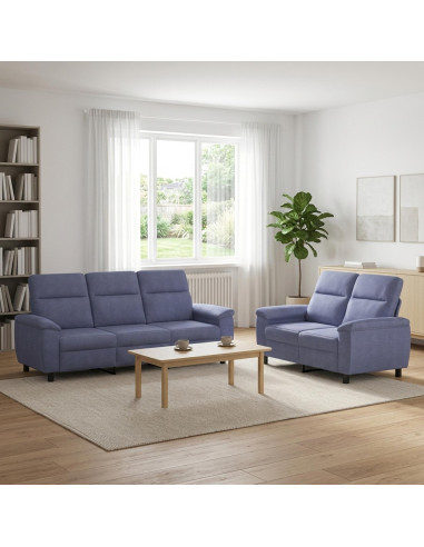 Set di divani 2 pcs Blu jeans Tessuto