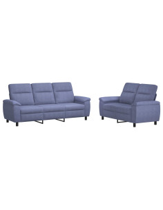 Set di divani 2 pcs Blu jeans Tessuto 2