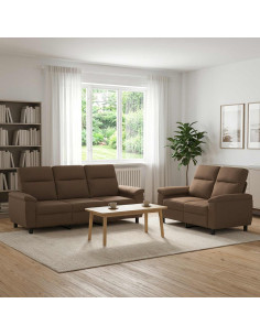 Set di divani 2 pcs Marrone Tessuto