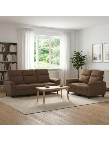 Set di divani 2 pcs Marrone Tessuto