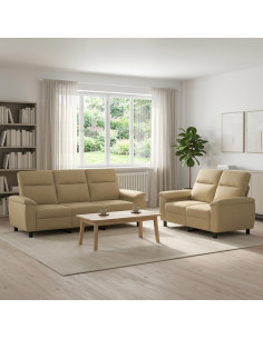 Set di divani 2 pcs Marrone Chiaro Tessuto