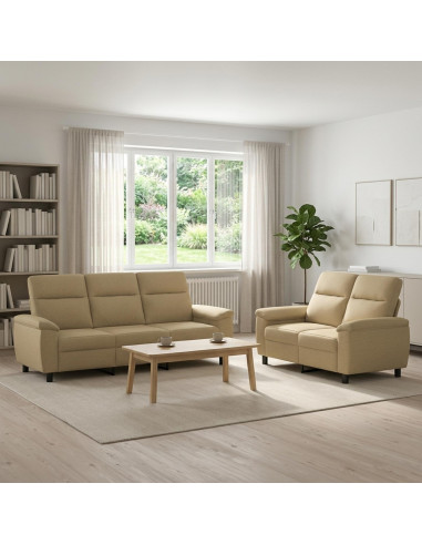 Set di divani 2 pcs Marrone Chiaro Tessuto