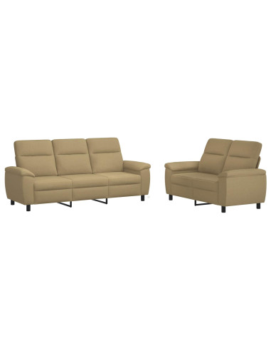 Set di divani 2 pcs Marrone Chiaro Tessuto