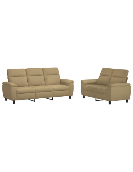 Set di divani 2 pcs Marrone Chiaro Tessuto