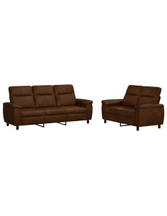 Set di divani 2 pcs Marrone Pelle Scamosciata Sintetica 2