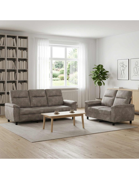 Set di divani 2 pcs Grigio Chiaro Pelle Scamosciata Sintetica