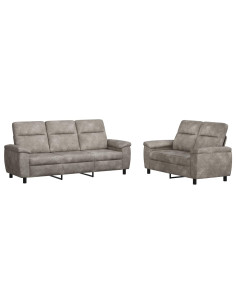 Set di divani 2 pcs Grigio Chiaro Pelle Scamosciata Sintetica 2