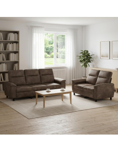 Set di divani 2 pcs Grigio Scuro Pelle Scamosciata Sintetica