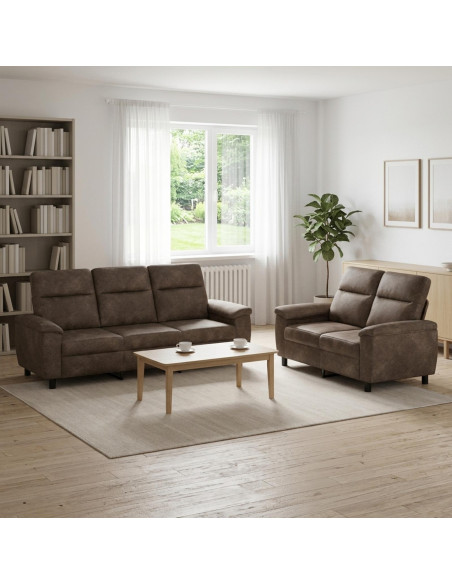 Set di divani 2 pcs Grigio Scuro Pelle Scamosciata Sintetica