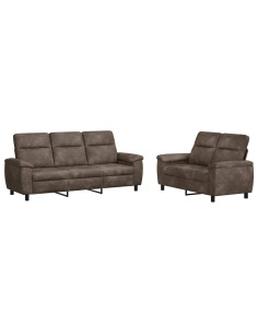 Set di divani 2 pcs Grigio Scuro Pelle Scamosciata Sintetica 2