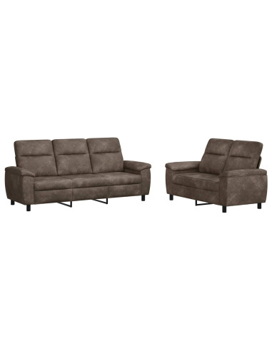 Set di divani 2 pcs Grigio Scuro Pelle Scamosciata Sintetica