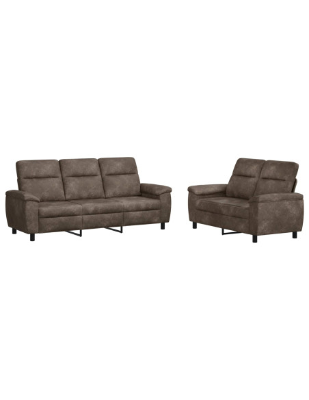Set di divani 2 pcs Grigio Scuro Pelle Scamosciata Sintetica