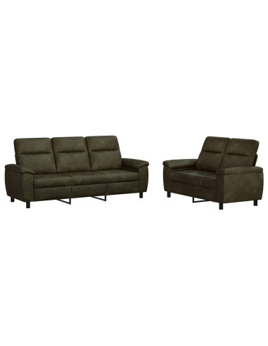 Set di divani 2 pcs Verde militare Pelle Scamosciata Sintetica