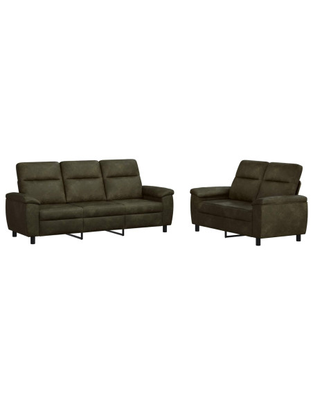 Set di divani 2 pcs Verde militare Pelle Scamosciata Sintetica