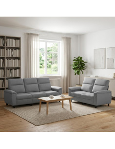 Set di divani 2 pcs Grigio Chiaro Tessuto