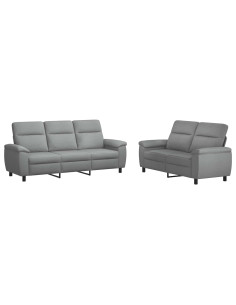 Set di divani 2 pcs Grigio Chiaro Tessuto 2
