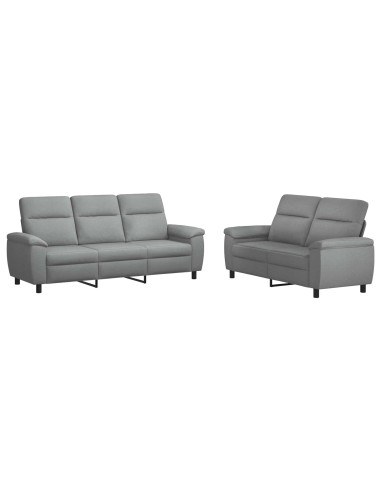 Set di divani 2 pcs Grigio Chiaro Tessuto