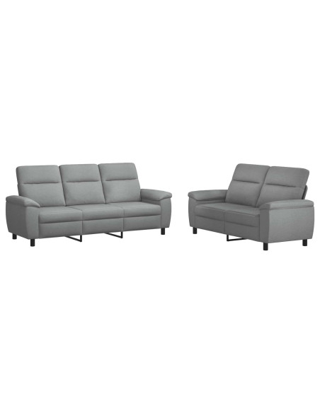 Set di divani 2 pcs Grigio Chiaro Tessuto