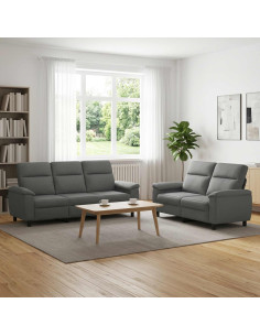 Set di divani 2 pcs Grigio Scuro Tessuto