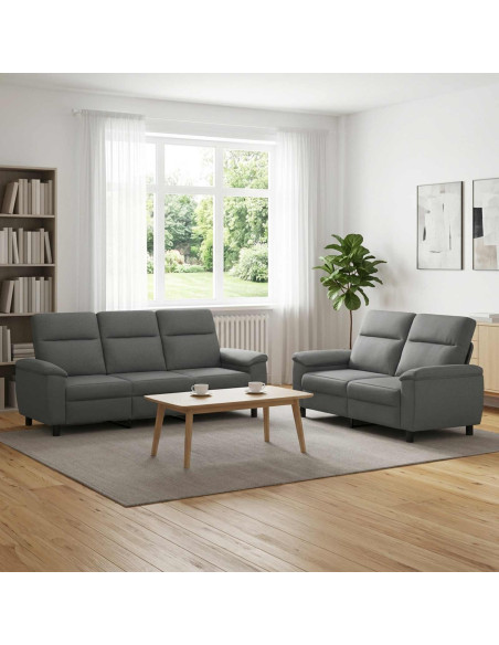 Set di divani 2 pcs Grigio Scuro Tessuto