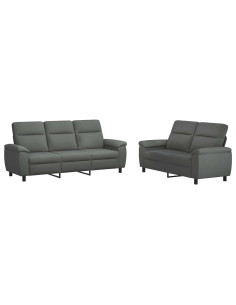 Set di divani 2 pcs Grigio Scuro Tessuto 2