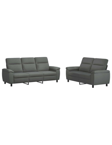 Set di divani 2 pcs Grigio Scuro Tessuto