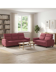 Set di divani 2 pcs Rosso Vino Tessuto