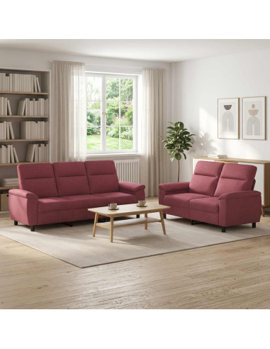 Set di divani 2 pcs Rosso Vino Tessuto