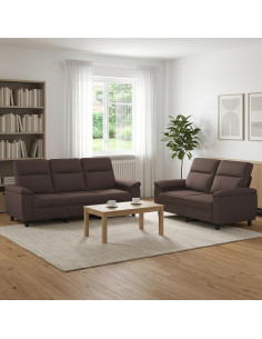 Set di divani 2 pcs Marrone Scuro Tessuto