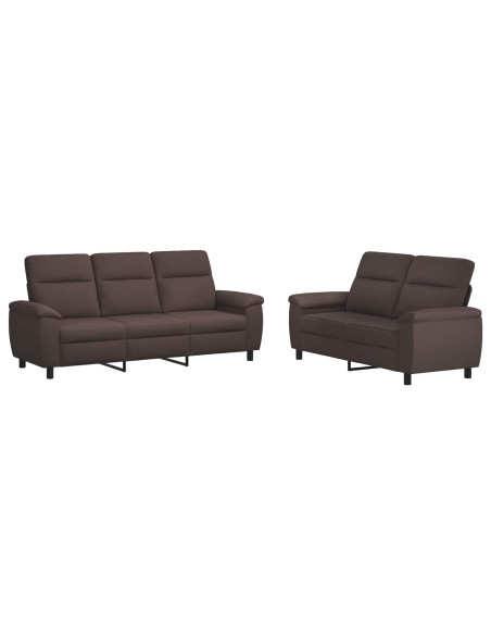 Set di divani 2 pcs Marrone Scuro Tessuto