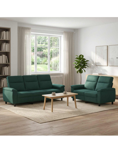 Set di divani 2 pcs Verde Scuro Tessuto