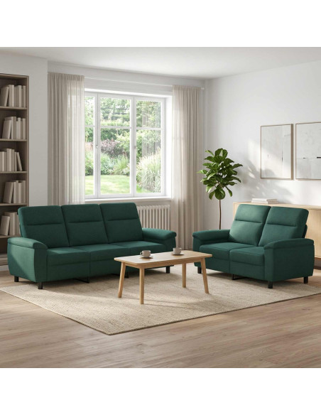 Set di divani 2 pcs Verde Scuro Tessuto
