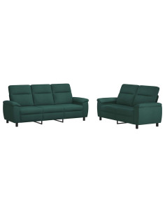 Set di divani 2 pcs Verde Scuro Tessuto 2