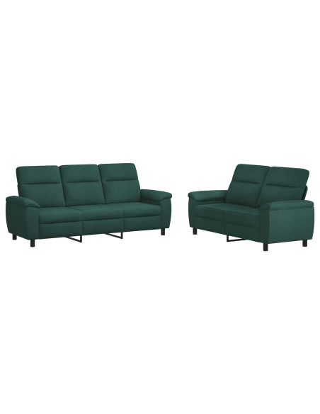 Set di divani 2 pcs Verde Scuro Tessuto