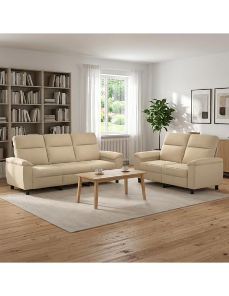 Set di divani 2 pcs Crema Tessuto