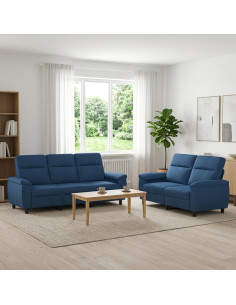 Set di divani 2 pcs Blu Tessuto