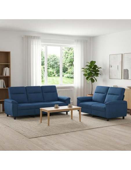 Set di divani 2 pcs Blu Tessuto