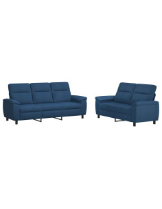 Set di divani 2 pcs Blu Tessuto 2