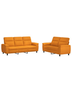 Set di divani 2 pcs Giallo Scuro Tessuto 2