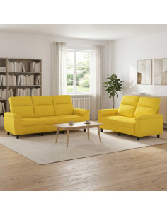 Set di divani 2 pcs Giallo Chiaro Tessuto