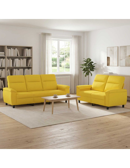 Set di divani 2 pcs Giallo Chiaro Tessuto