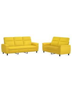 Set di divani 2 pcs Giallo Chiaro Tessuto 2