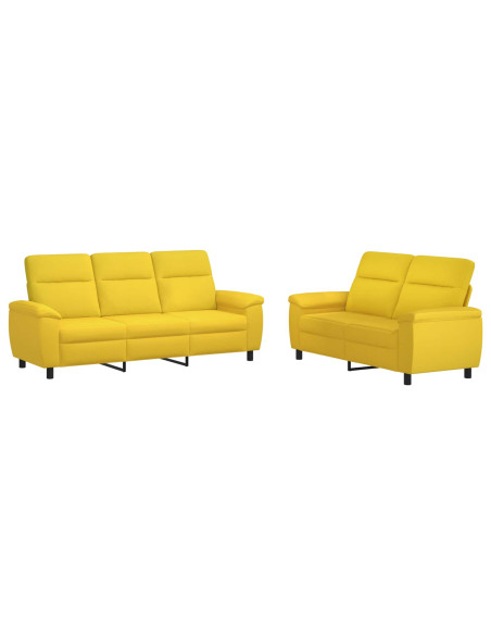 Set di divani 2 pcs Giallo Chiaro Tessuto